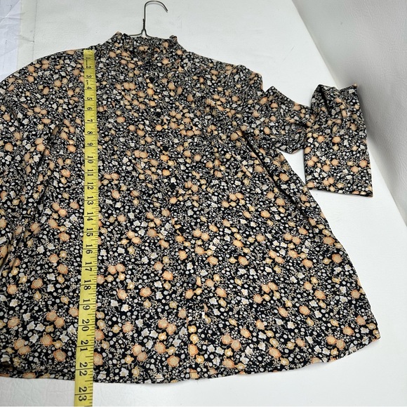 Nili Lotan for target Floral Print Long Sleeve Pleated Blouse Black Yellow XXS - Picture 5 of 10